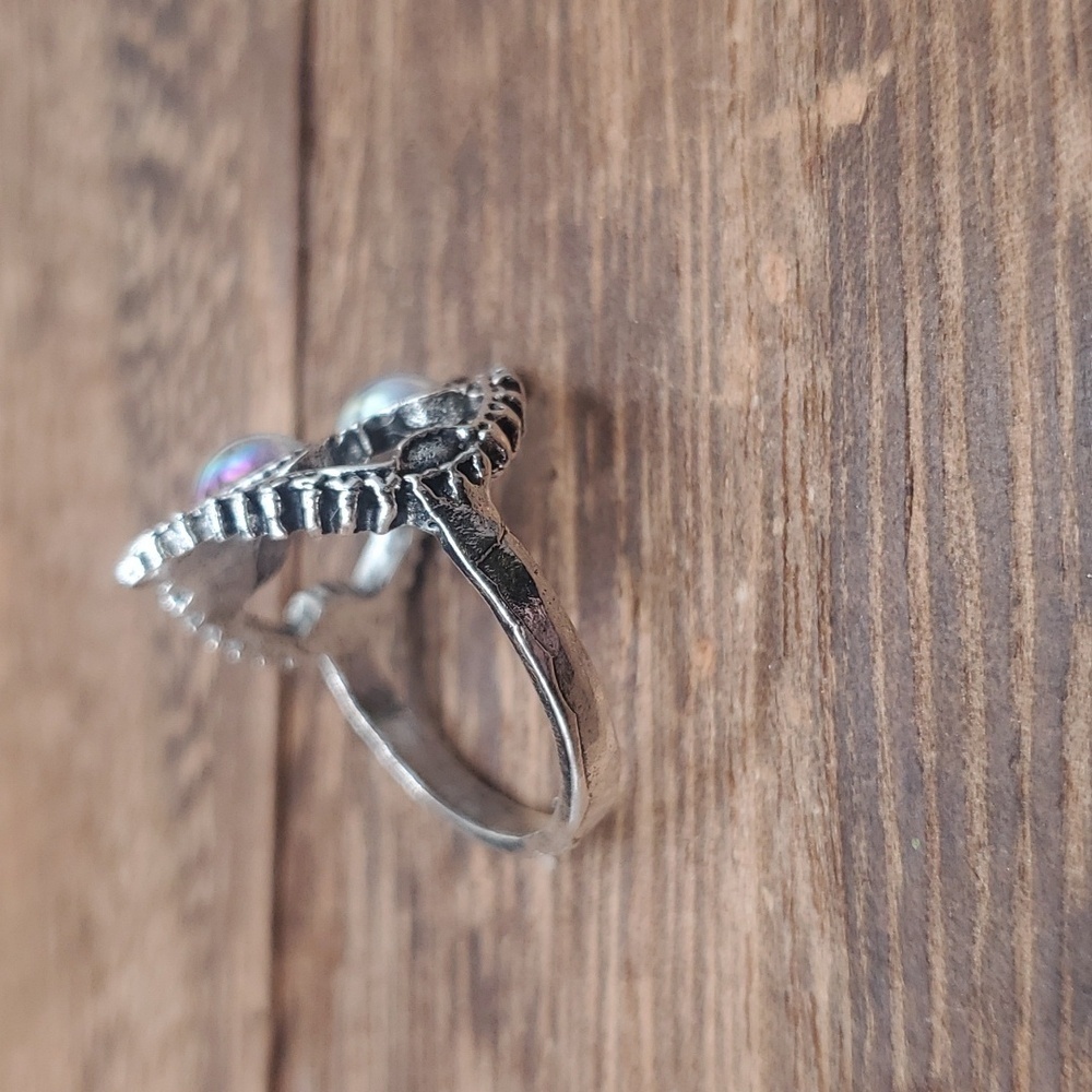 Size 7 R375‎ rainbow Moonstone ring - Picture 2 of 2